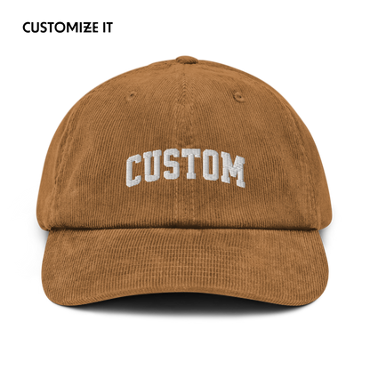 CUSTOM Your Text Varsity Embroidered Corduroy Cap