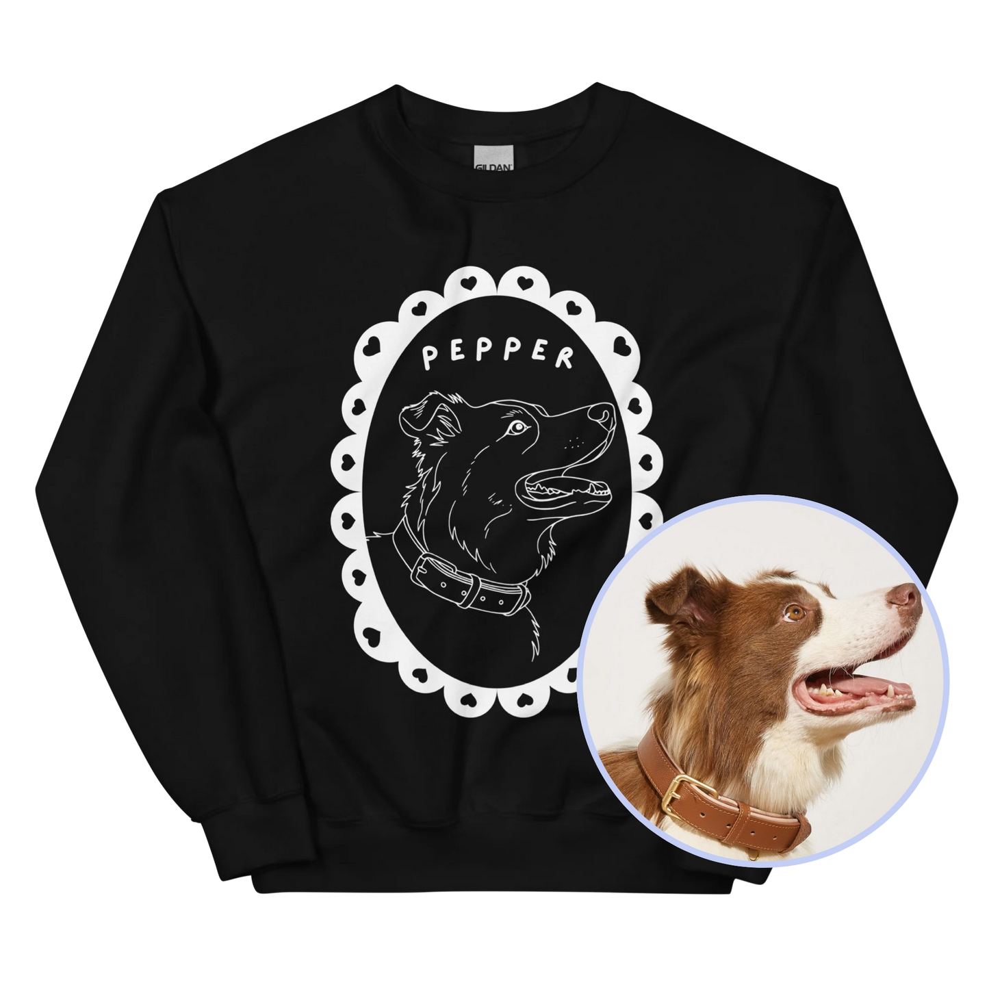 CUSTOM Pet Portrait Heart Frame Sweatshirt