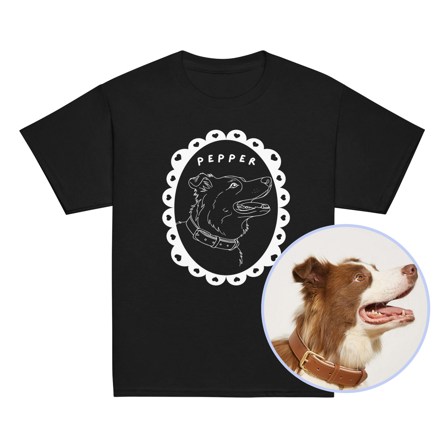 CUSTOM Pet Portrait Heart Frame Baby Tee