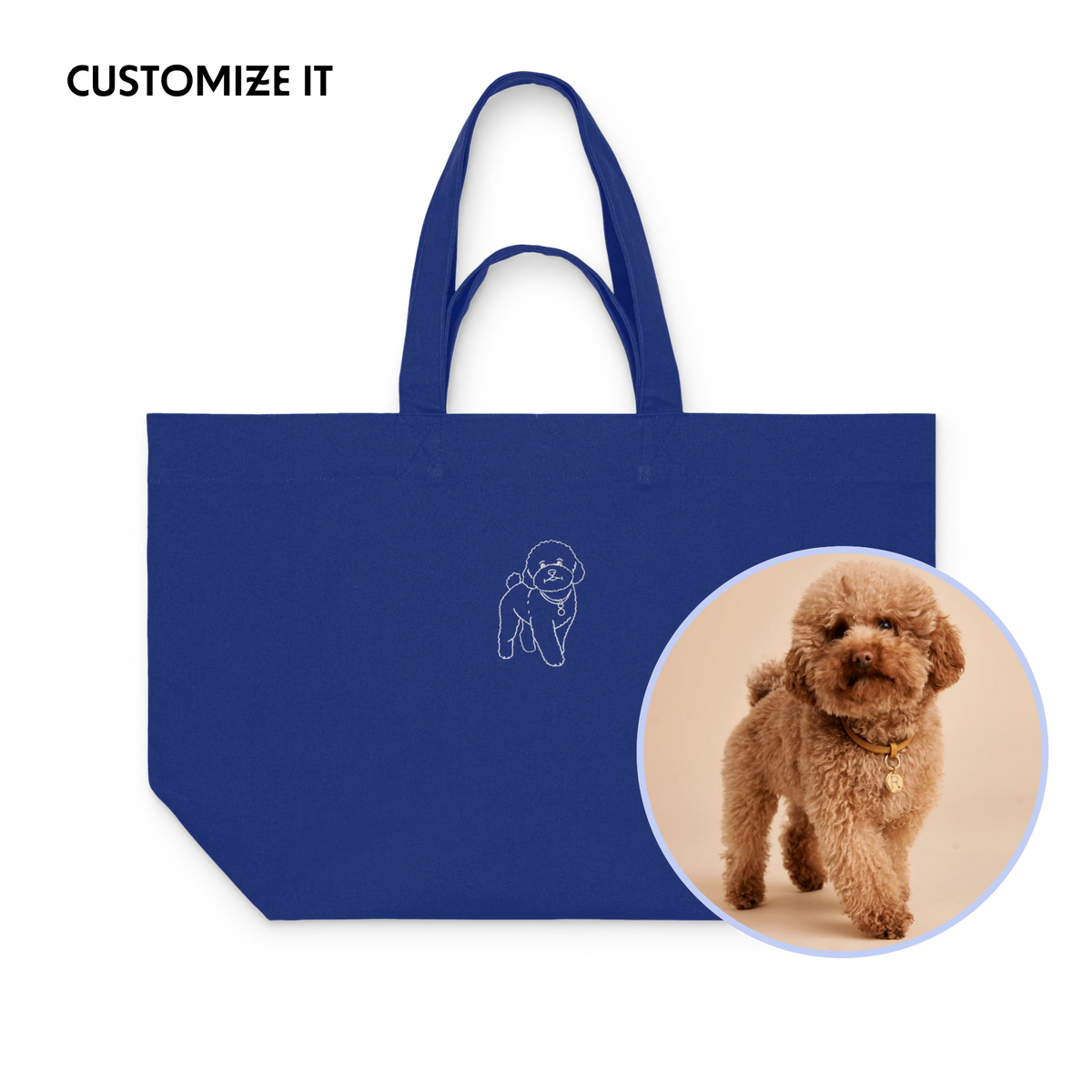 CUSTOM YOUR PET Portrait Embroidered Heavyweight Shopper Bag