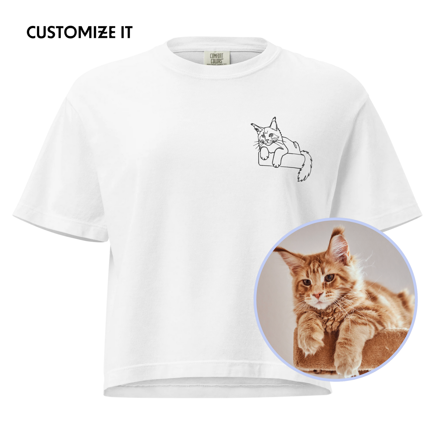 CUSTOM YOUR PET Portrait Embroidered Boxy Tee
