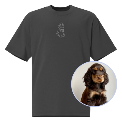 CUSTOM YOUR PET Portrait Embroidered Oversized Faded T-Shirt