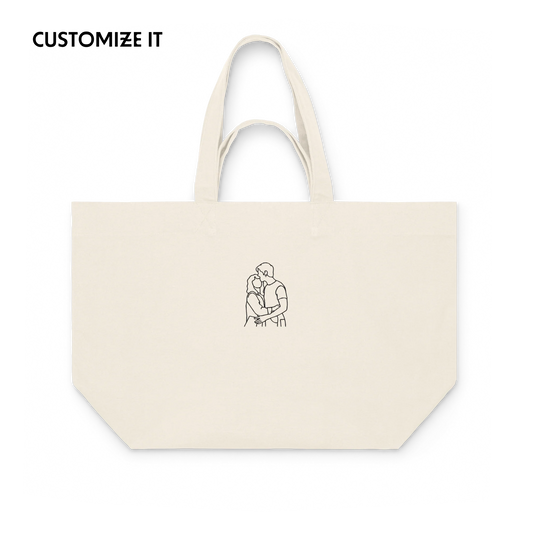 CUSTOM Embroidered Photo Portrait Heavyweight Shopper Bag