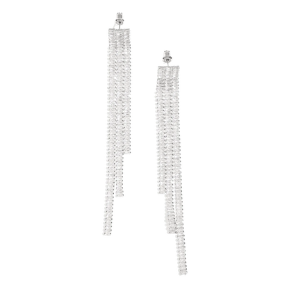 Festive Glow Rhinestone Sparkly Tassle Earrings