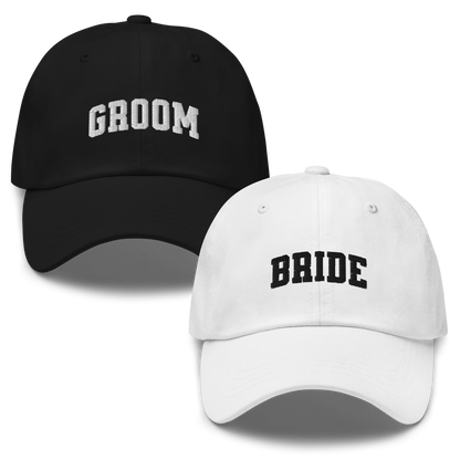 Bride & Groom Embroidered Dad Hat Set