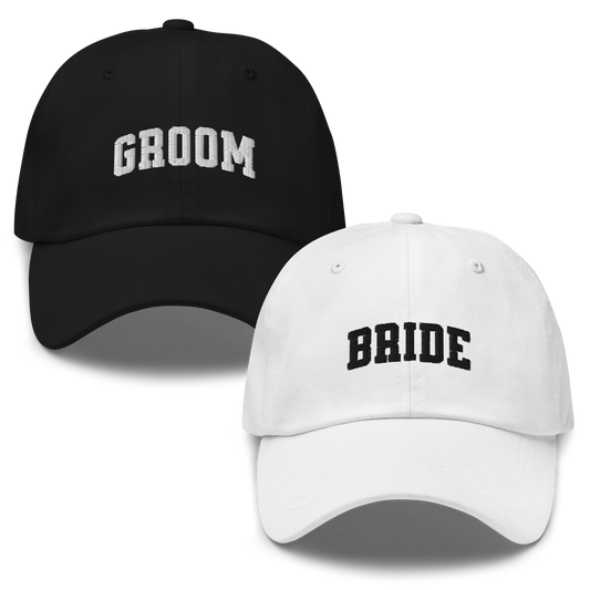 Bride & Groom Embroidered Dad Hat Set
