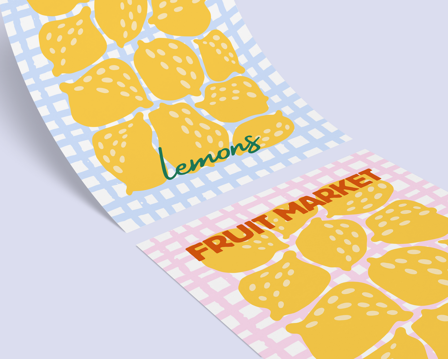 Lemons Fruit Market Checkered Poster
