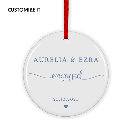 CUSTOM Engagement Date Ceramic Christmas Ornament