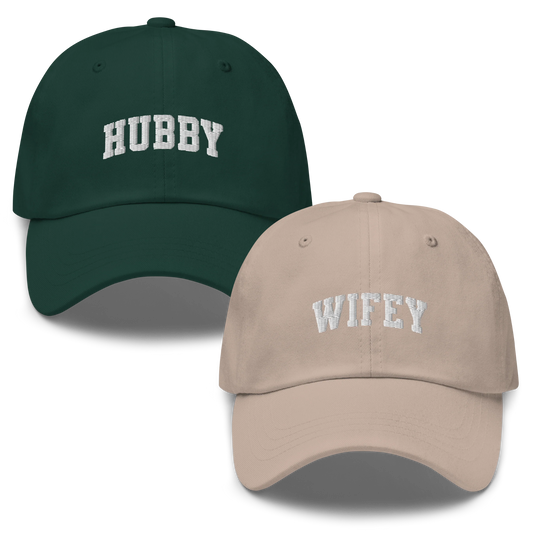 Hubby & Wifey Embroidered Dad Hat Set