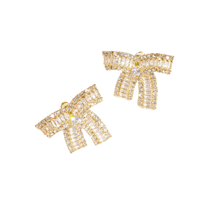 Winter Bow Crystal Festive Stud Earrings