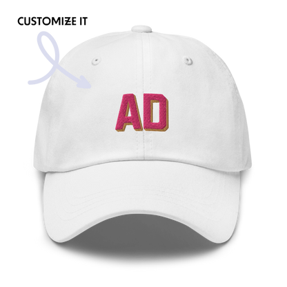 CUSTOM Varsity Initials Pink Embroidered Dad Hat