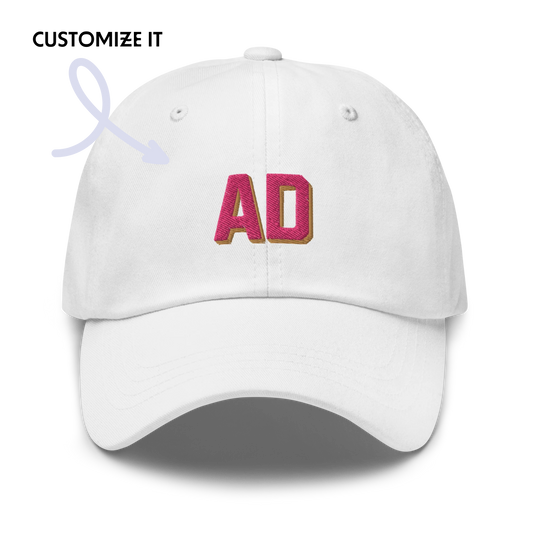 CUSTOM Varsity Initials Pink Embroidered Dad Hat