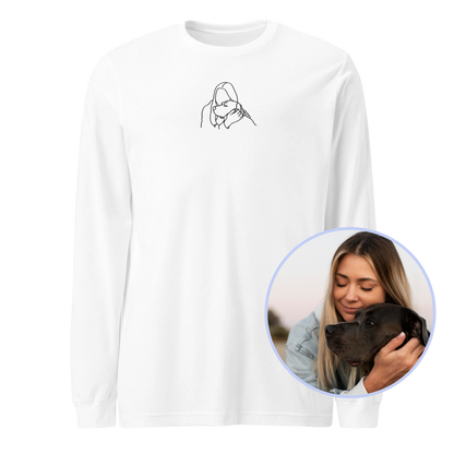 CUSTOM Embroidered Photo Portrait Long Sleeve T-Shirt