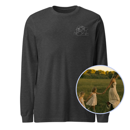CUSTOM Embroidered Photo Portrait Long Sleeve T-Shirt