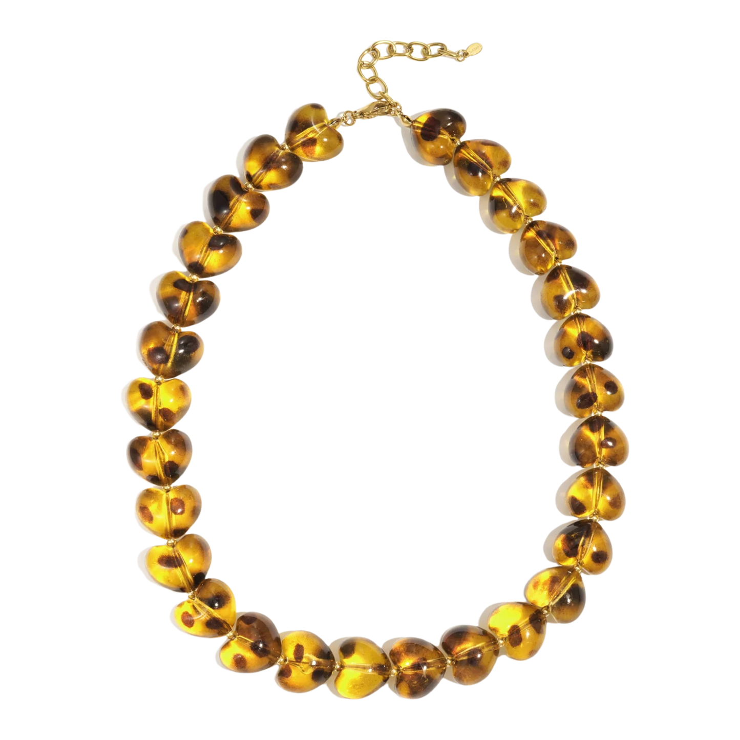 Tortoiseshell Acrylic Heart Beaded Chunky Necklace