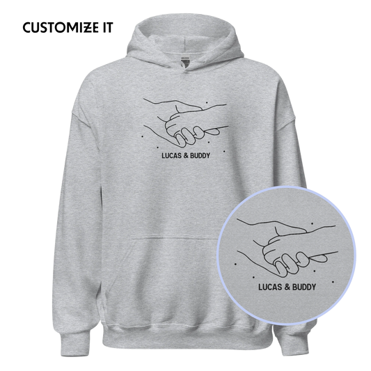 CUSTOM Dog & Owner Paw Hand Embroidered Hoodie