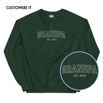 CUSTOM YEAR Grandpa Grandfather Varsity Embroidered Sweatshirt