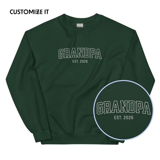 CUSTOM YEAR Grandpa Grandfather Varsity Embroidered Sweatshirt