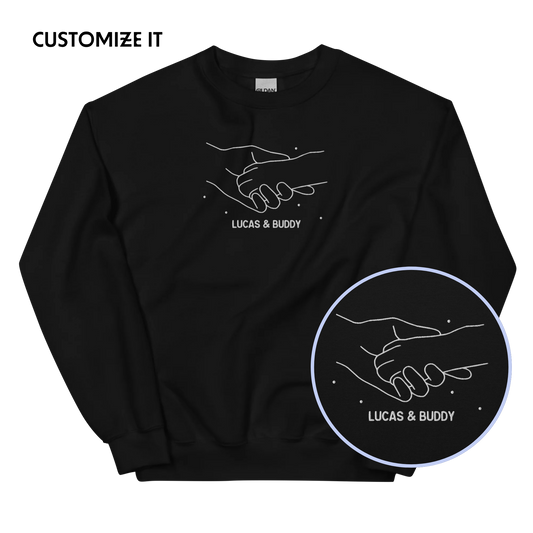 CUSTOM Dog & Owner Paw Hand Embroidered Sweatshirt