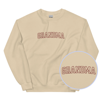 Grandma Grandmother Varsity Embroidered Sweatshirt