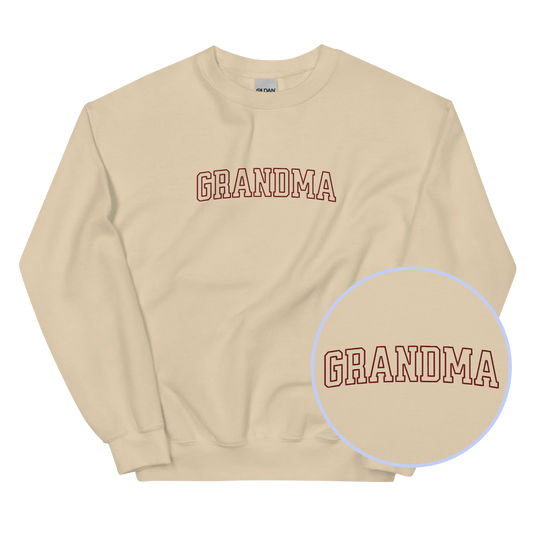 Grandma Grandmother Varsity Embroidered Sweatshirt