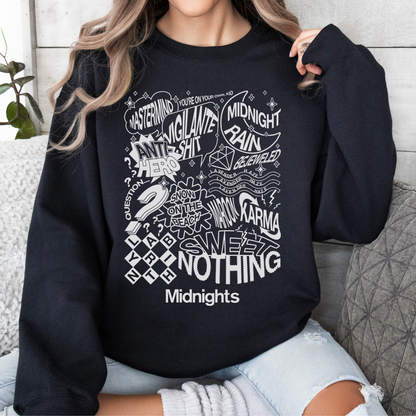 Midnights Album Lyrics Taylor Crewneck Sweatshirt