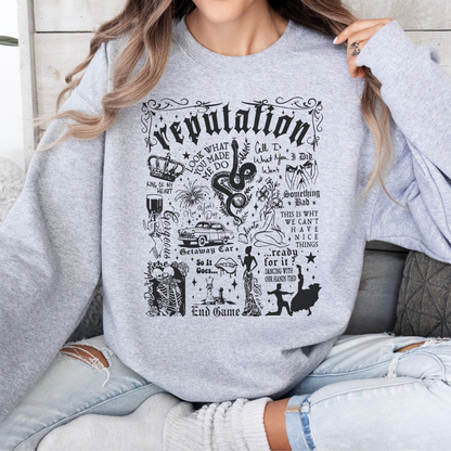 Reputation Album Lyrics Taylor Crewneck Sweatshirt