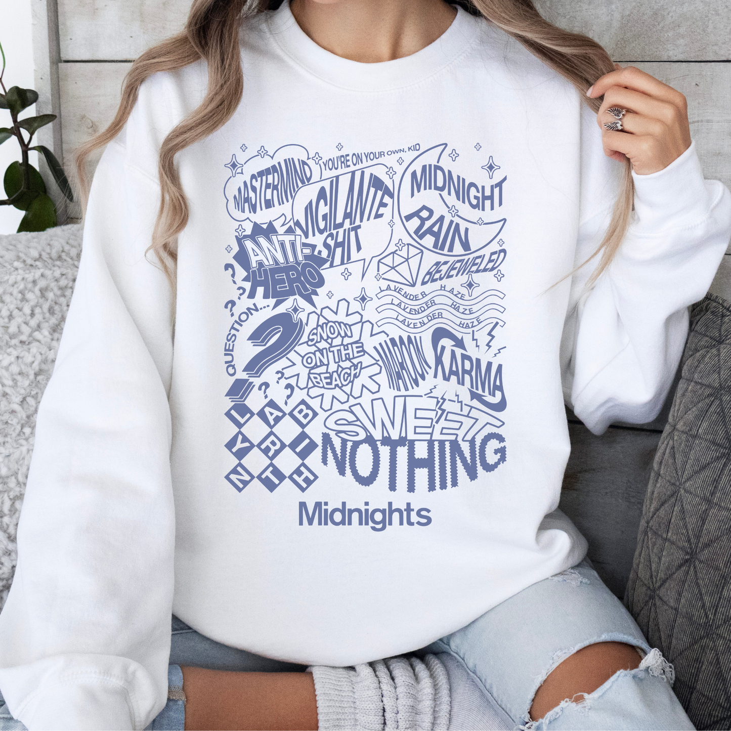 Midnights Album Lyrics Taylor Crewneck Sweatshirt