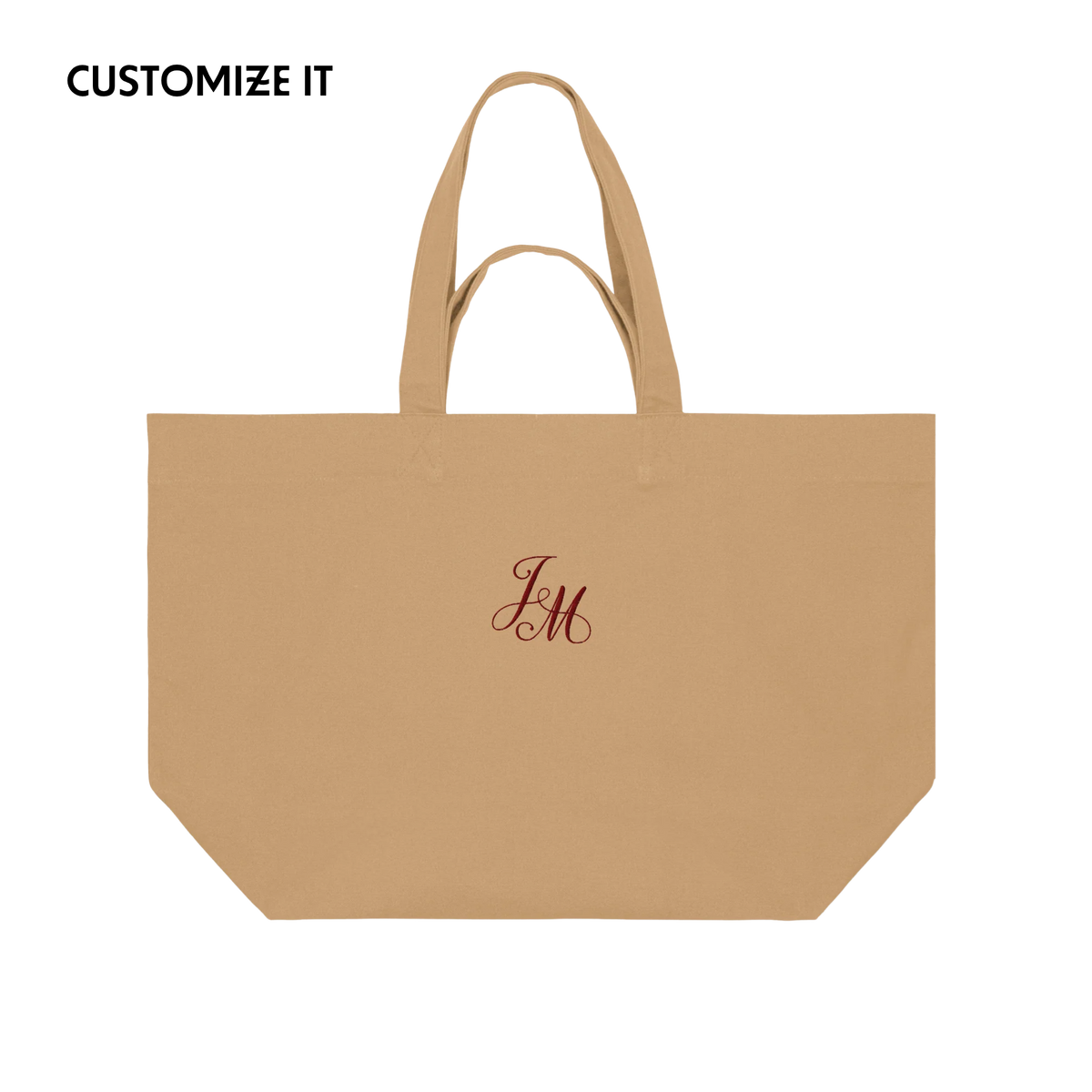 CUSTOM Monogrammed Initials Embroidered Heavyweight Shopper Bag
