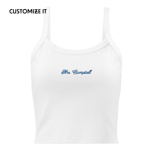 CUSTOM Mrs. Surname Rib Embroidered Bride Tank Top