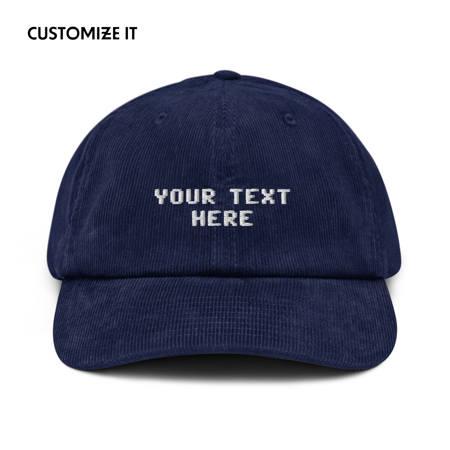 CUSTOM Your Text Pixel Embroidered Corduroy Cap