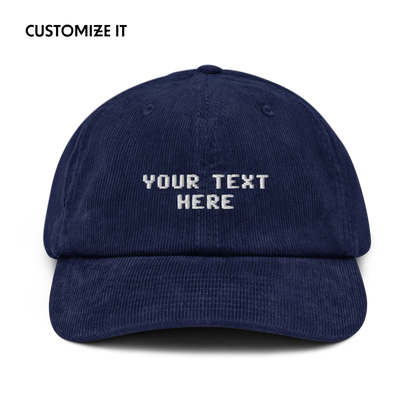 CUSTOM Your Text Pixel Embroidered Corduroy Cap