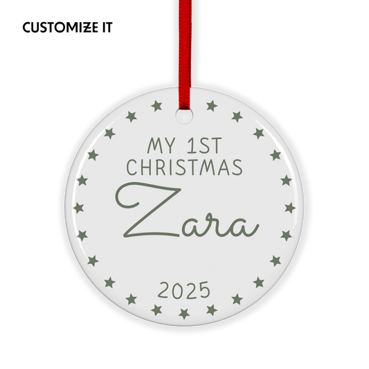 CUSTOM My First Christmas Ceramic Ornament