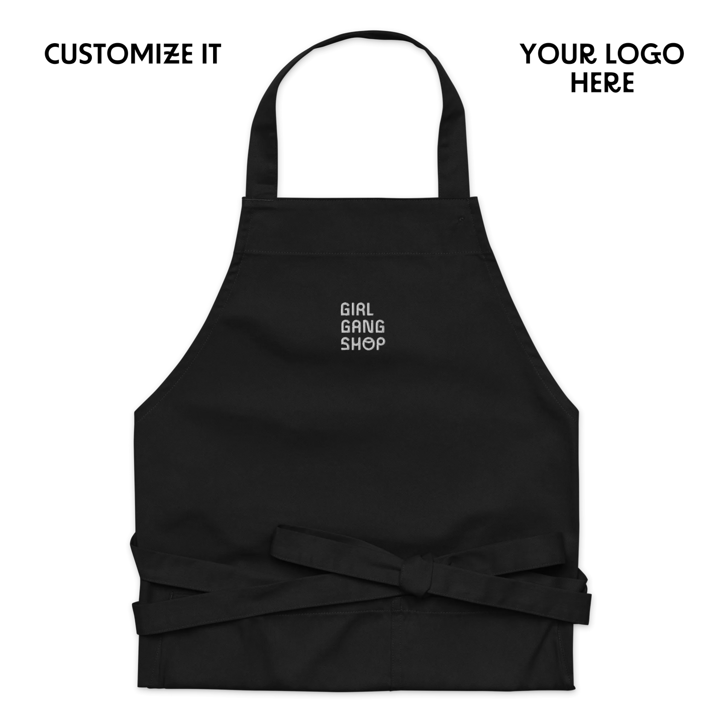 CUSTOM YOUR LOGO Embroidered Organic Cotton Apron