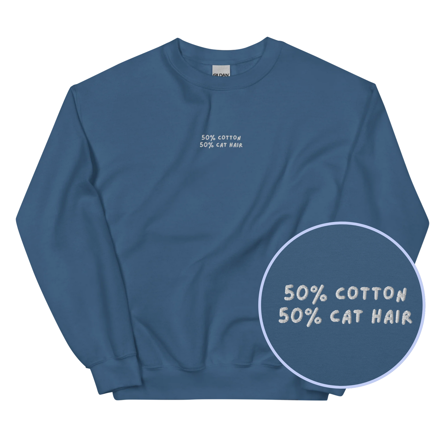 50% Cotton 50% Cat Hair Embroidered Sweatshirt