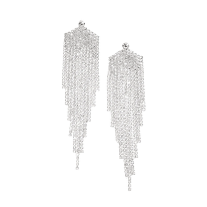 Winter Spark Rhinestone Sparkly Festive Tassle Earrings