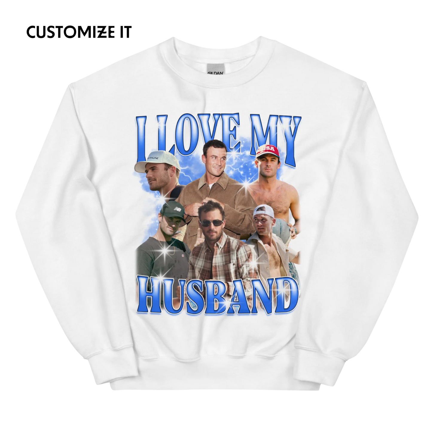 CUSTOM I Love My Husband Photo Bootleg Sweatshirt