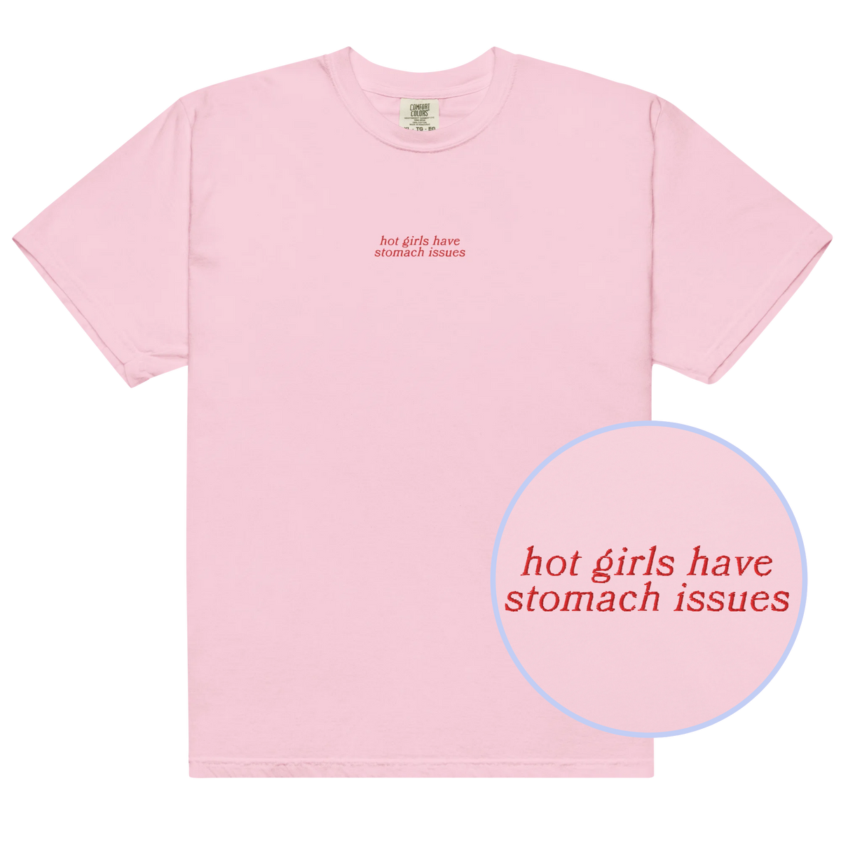 Hot Girls Have Stomach Issues Embroidered Classic T-Shirt