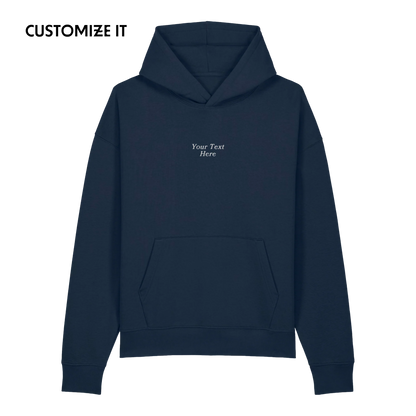 CUSTOM Your Text Serifed Embroidered Organic Relaxed Hoodie