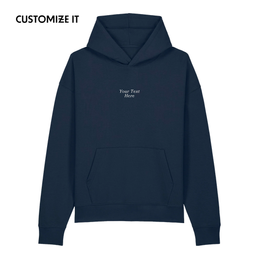 CUSTOM Your Text Serifed Embroidered Organic Relaxed Hoodie