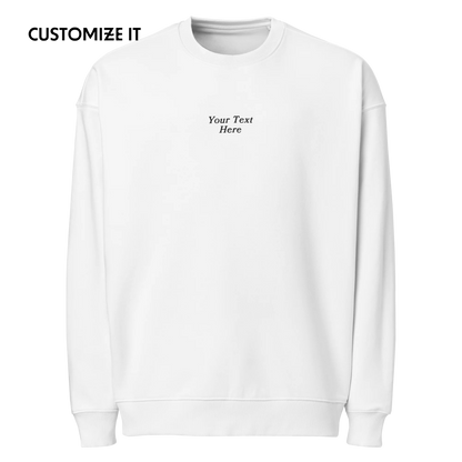 CUSTOM Your Text Serifed Embroidered Organic Oversized Sweatshirt