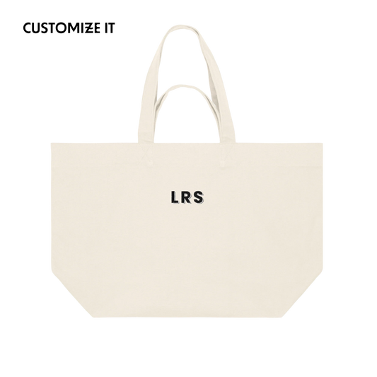 CUSTOM Black Initials Embroidered Heavyweight Shopper Bag
