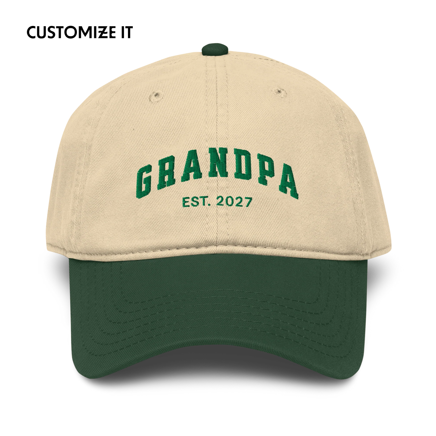 CUSTOM YEAR Grandpa Embroidered Vintage Wash Baseball Cap