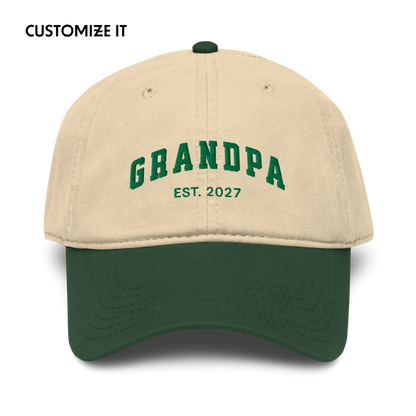 CUSTOM YEAR Grandpa Embroidered Vintage Wash Baseball Cap