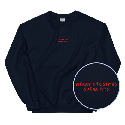 Merry Christmas Sugar Tits Embroidered Sweatshirt