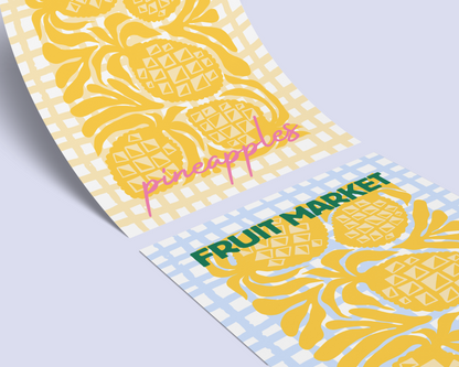Pineapples Fruit Market Checkered Poster