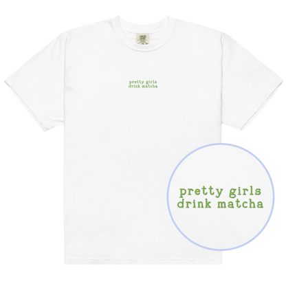 Pretty Girls Drink Matcha Embroidered Classic T-Shirt