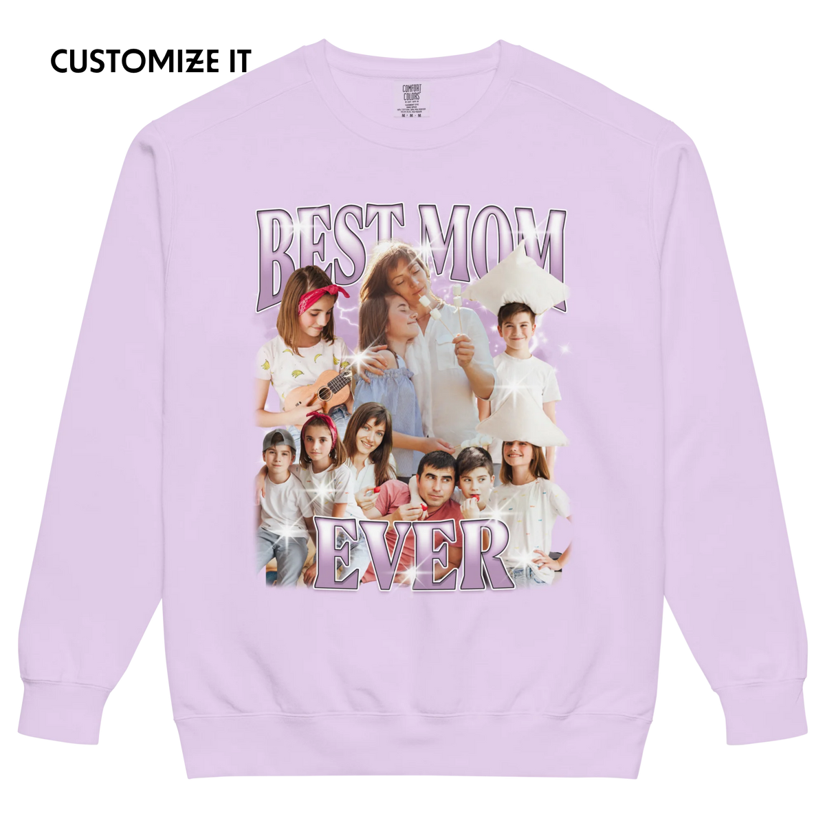CUSTOM Best Mom Ever Photo Bootleg Vintage Wash Crewneck Sweatshirt