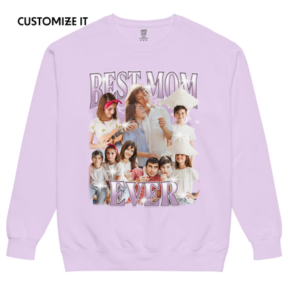 CUSTOM Best Mom Ever Photo Bootleg Vintage Wash Crewneck Sweatshirt