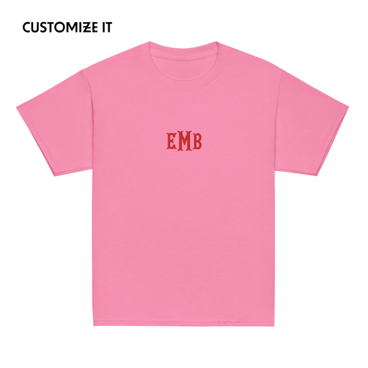 CUSTOM Fishtail Monogrammed Initials Embroidered Baby Tee